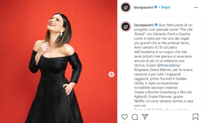 Laura Pausini: sfuma il sogno Premio Oscar per “Io sì/Seen" - Radio Venezia